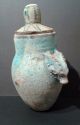 Vintage Egyptian Pale Blue Glazed Canopic Jar With Figural Ibex & Pierced Handle Egyptian photo 1