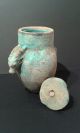 Vintage Egyptian Pale Blue Glazed Canopic Jar With Figural Ibex & Pierced Handle Egyptian photo 7