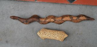 Aboriginal Carved Snake And Lizard 1960 ' S - Pitjantjatjara Nth South Australia photo