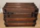 Vtg Wardrobe Steamer Trunk Train Luggage Flat Top Coffee Table Antique Old 1900-1950 photo 9