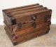Vtg Wardrobe Steamer Trunk Train Luggage Flat Top Coffee Table Antique Old 1900-1950 photo 11