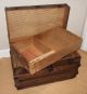 Vtg Wardrobe Steamer Trunk Train Luggage Flat Top Coffee Table Antique Old 1900-1950 photo 7