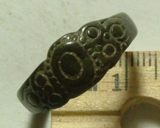 Ancient Byzantine Fertility Ring Patina Artifact Size 11us Flower Swirs photo