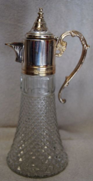 Vintage Diamond Point Silver Plate Carafe With Ice Lip photo
