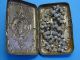 Antique Rosary Box Cherubs // Antique Rosary Silver Dotted Glass Beads Art Nouveau photo 4