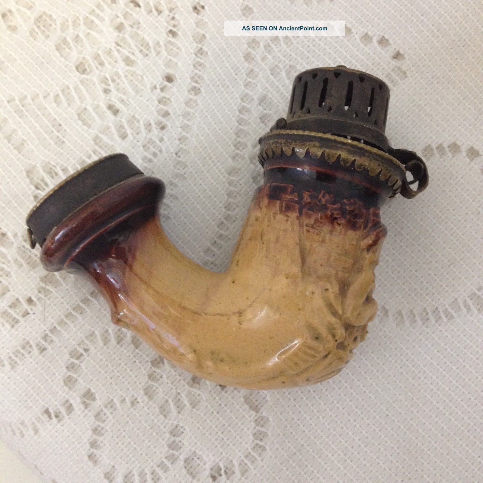 Antique Pipe 1761 Bard Minstrel With Brass Top Vienna Austria Estate Find Primitives photo