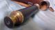 19th Century Brass 3 Draw Telescope With End Cap & Leather Case Other Antique Science Equip photo 5