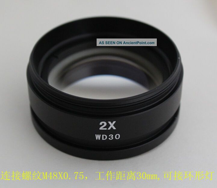 2x Stereo Microscope Auxilliary Objective Lens 30mm Distance Extend Lens Microscopes & Lab Equipment photo