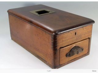 Antique 19c Wooden Cash Register Drop Box O ' Brien ' S Check Till Liverpool W/key photo