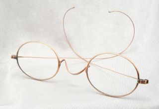 Antique Victorian 14k Yellow Gold Riding Temple Eyeglasses Spectacles Curved Bow photo