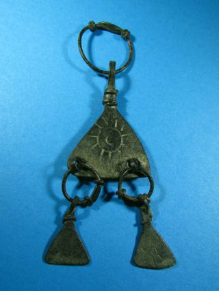 Rare Viking Bronze Earring,  Solar Symbols photo