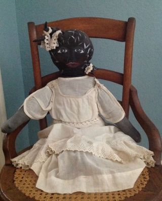 Ooak Vintage Clothes Primitive Folk Art Grungy Black Girl Baby Doll Handmade 27 