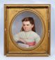 Antique American Folk Art Young Girl Portrait 19th Century Oil Painting Folk Art photo 1