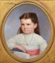 Antique American Folk Art Young Girl Portrait 19th Century Oil Painting Folk Art photo 2