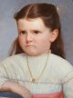Antique American Folk Art Young Girl Portrait 19th Century Oil Painting Folk Art photo 3
