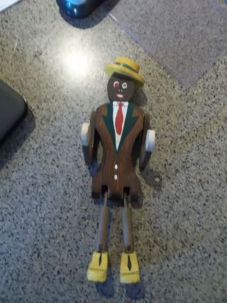 Old Folk Art Jointed Black Man Doll,  9.  5 