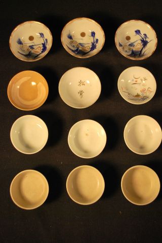 12 Various Antique Japanese Porcelain Sake Cups photo
