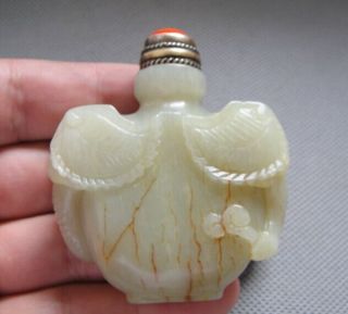 Chinese Antique Natural Hetian Jade Hand - Carved Elephant Snuff Bottle photo