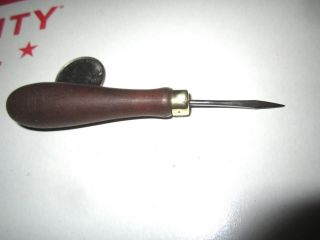 Antique/vintage Unknown Maker Wooden Handle Diamond Shaped Sewing Awl photo