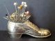 Vintage Antique Silver Plate Shoe Pin Cushion With Pins Victorian photo 1