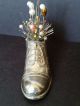 Vintage Antique Silver Plate Shoe Pin Cushion With Pins Victorian photo 2