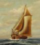 1911 Antique Richard De Ribcowsky Marine Sailing Ship Seascape Oil Painting Other Maritime Antiques photo 3