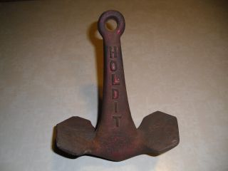 Vintage Collectible Hold It Boat Anchor With Paint. photo