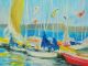 Well Listed American Artist Oil Painting Yachts In Wicklow Ireland Nr Other Maritime Antiques photo 3