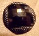 Large Victorian Cloak Button Jet Black Glass Faceted Silver Abstract One & 1/2 