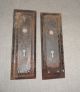 One Pair Old Antique Vintage Matching Door Knob Backplates Back Plates Door Plates & Backplates photo 1