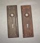 One Pair Old Antique Vintage Matching Door Knob Backplates Back Plates Door Plates & Backplates photo 3