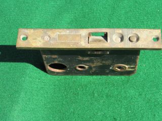 Antique Brass Yale Exterior Mortise Lock W Thumb Latch Push Button Clover Stamp photo