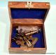 Solid Brass Sextant Brass Telescope With Wooden Box Nautical Astrolabe Gift Sextants photo 2