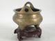 Chinese Bronze Censer On Wooden Stand 19/20 Th ? Century Incense Burners photo 3