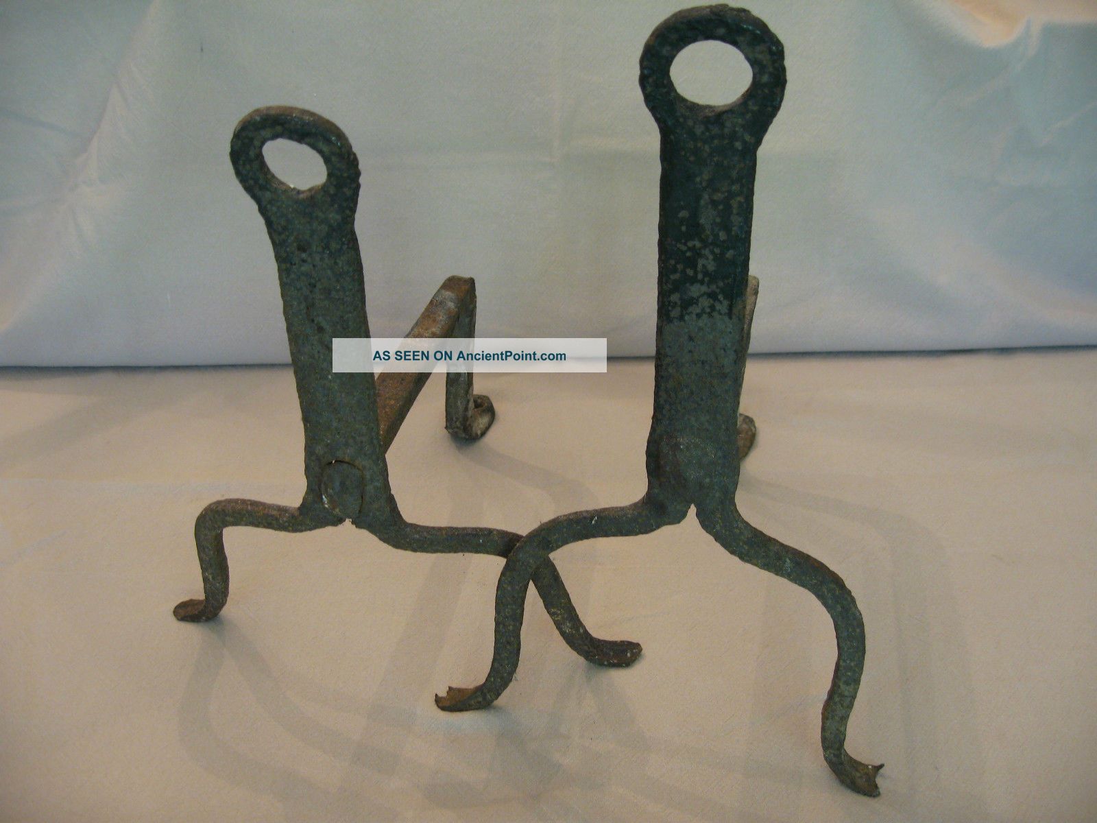 Blacksmith Forged Andirons - 18th Century - Virginia Primitives photo