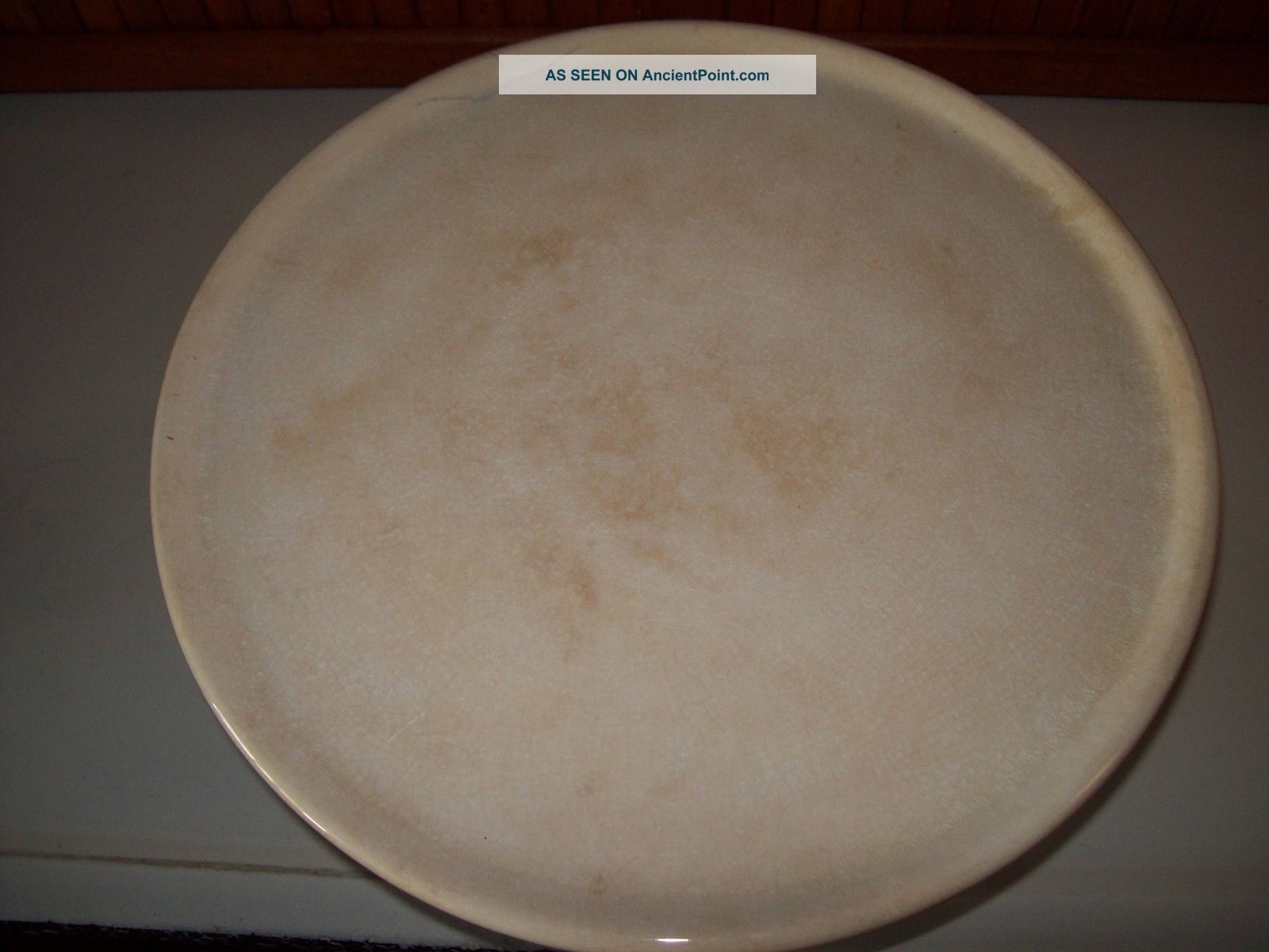 Antique White Ironstone Pedestal Cake Stand Scalloped Skirt
