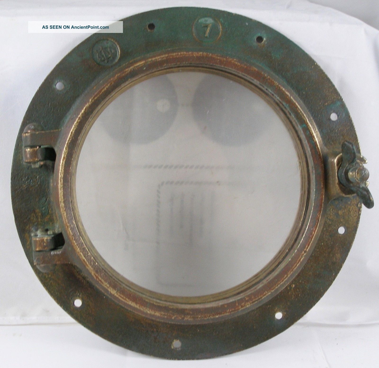 Antique Bronze Porthole,  Salvaged Porthole Nautical Wc 7 Porthole Portholes photo