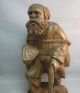 Vtg Hand Carved Wood Figurine.  Sculpture Of An Old Man.  The Traveller Carved Figures photo 1