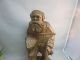 Vtg Hand Carved Wood Figurine.  Sculpture Of An Old Man.  The Traveller Carved Figures photo 2