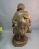 Vtg Hand Carved Wood Figurine.  Sculpture Of An Old Man.  The Traveller Carved Figures photo 5
