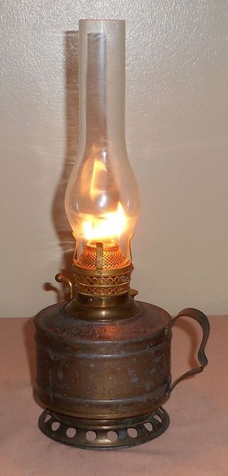 Ca.  1890s Miniature Miller Home Center Draft Finger Handle Oil Lamp Great photo