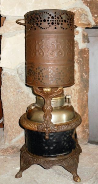 Antique Standard Lighting Co.  Small Kerosene Heater/ Cast Iron & Pressed Tin photo