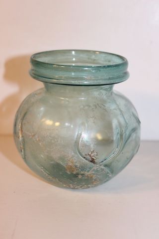 Antique Roman Iridescent Art Glass Vase Vessel,  3 7/8 