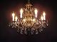 Antique Ornate French Brass & Crystal Pineapple 8 - Lite Chandelier Chandeliers, Fixtures, Sconces photo 4