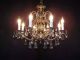 Antique Ornate French Brass & Crystal Pineapple 8 - Lite Chandelier Chandeliers, Fixtures, Sconces photo 6