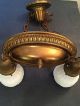 Antique Art Deco Victorian Brass 2 Light Chandelier With Ornate Milk Glass Shade Chandeliers, Fixtures, Sconces photo 2