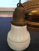 Antique Art Deco Victorian Brass 2 Light Chandelier With Ornate Milk Glass Shade Chandeliers, Fixtures, Sconces photo 6