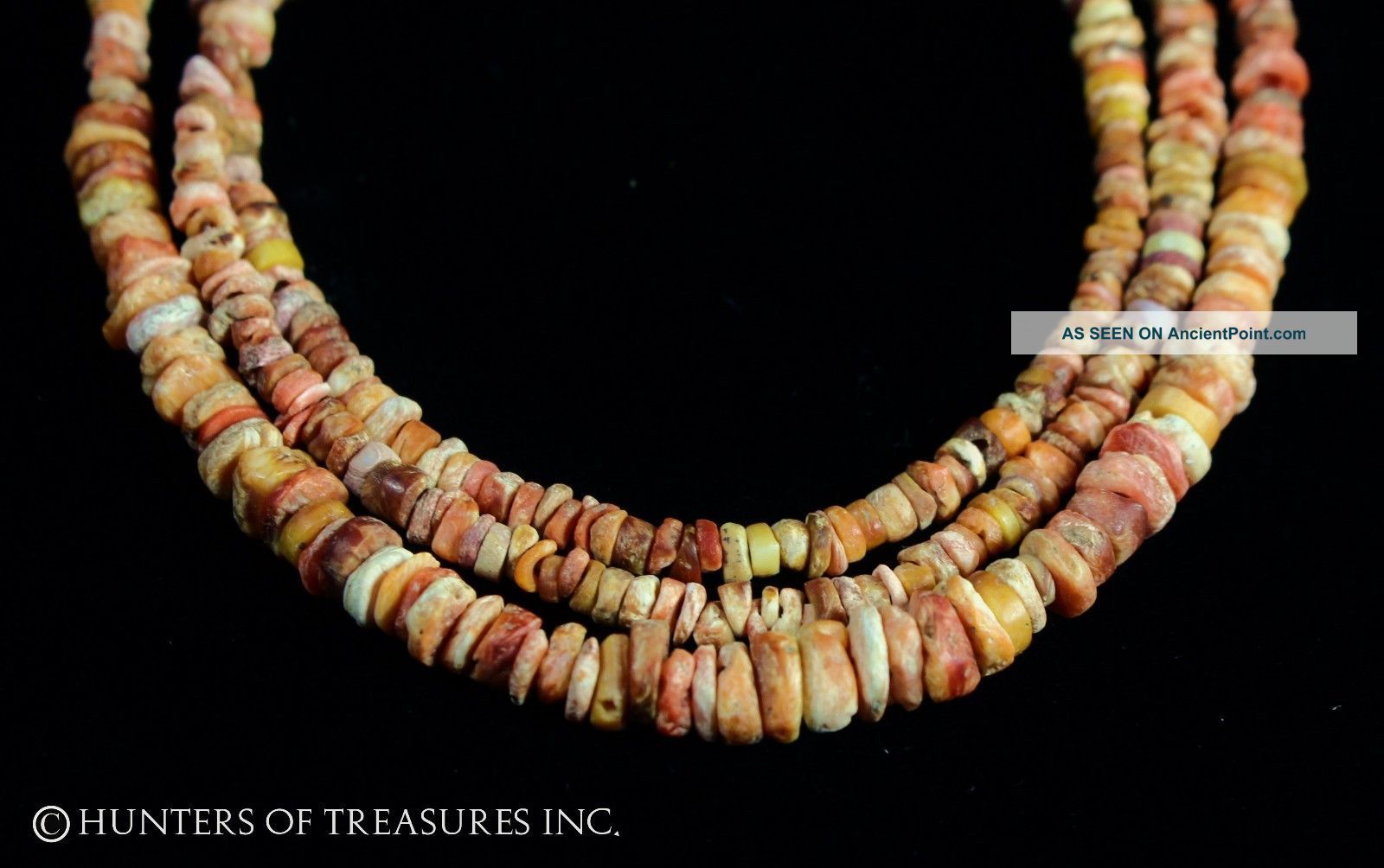 Ancient Pre Columbian Moche Orange Spondyllus Shell Beads Necklace The Americas photo