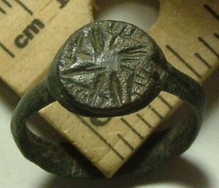 Roman Christian Soldiers Sun God Sol Invicto Cross Star Ring Artifact Size 10 Us photo