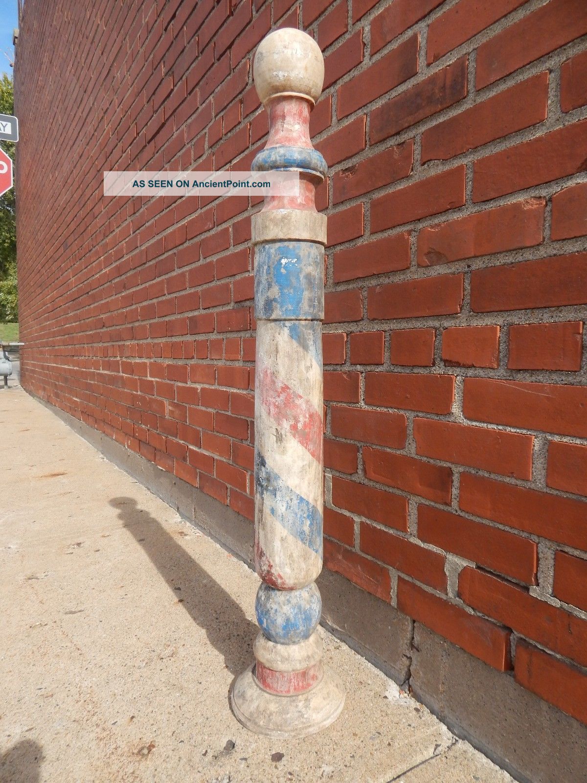 Vintage Wooden Barber Shop Pole Rustic Primitive Painted ...
